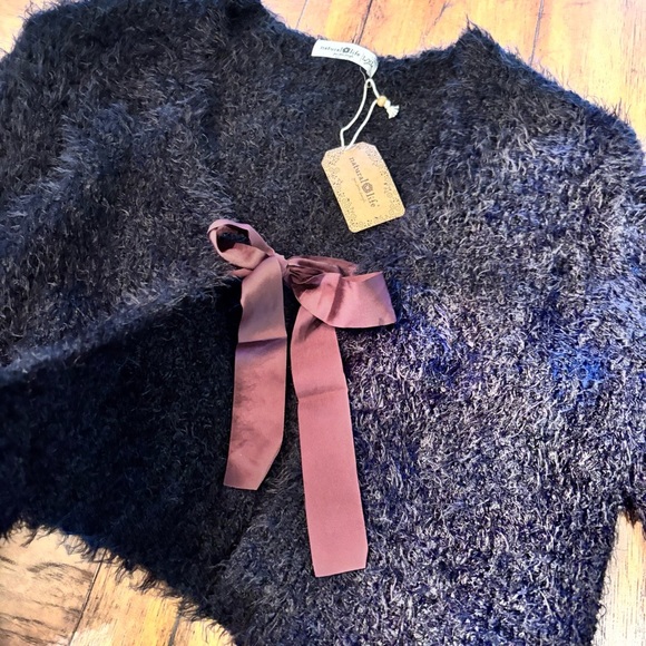 NWT Natural Life Fuzzy Black Cardigan Sweater,L/XL,Comfy Soft Cropped Feminine - Picture 3 of 14